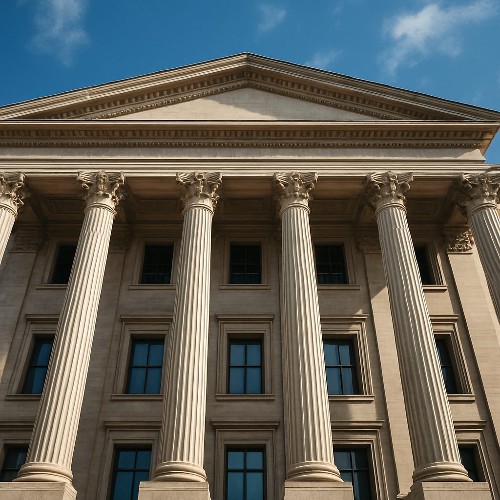 Classical government building with stone columns